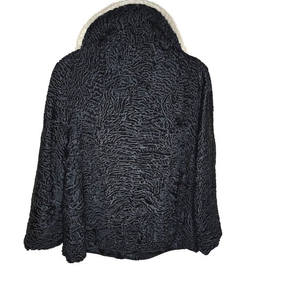 VTG Persian Lamb Fur Coat 8 Silver Mink Collar Mob Wife Chic Film Noir Luxe 50s - Picture 3 of 14